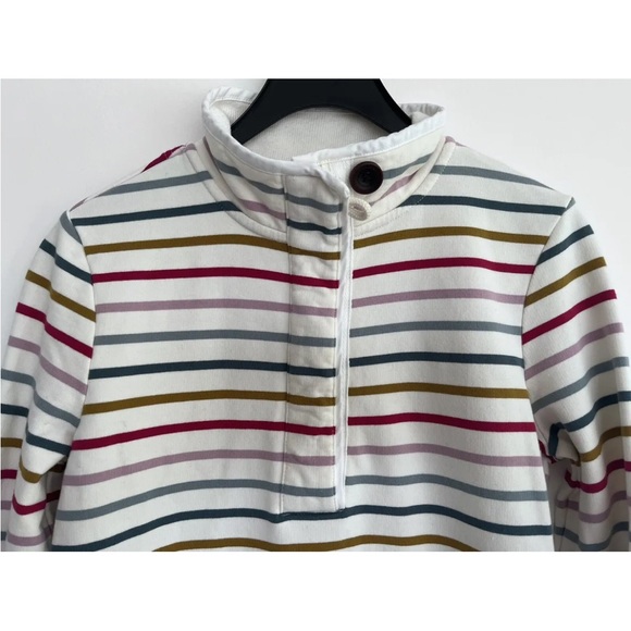 JOULES Staunton Cream Multi stripe Funnel Neck Zipped Sweatshirt UK 6 VGC - Picture 2 of 6